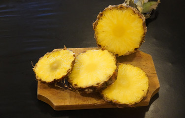 Sliced pineapple .