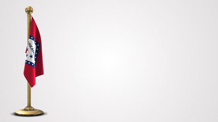 Arkansas realistic 3D flag illustration on golden flagpole.