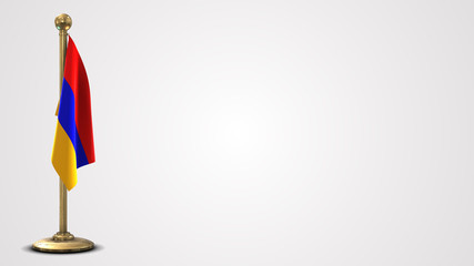 Armenia realistic 3D flag illustration on golden flagpole.