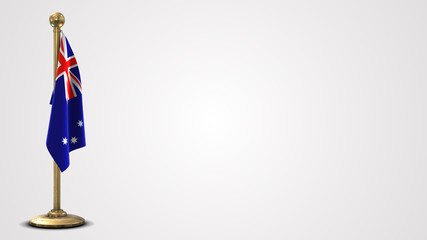 Australia realistic 3D flag illustration on golden flagpole.