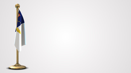 Azores realistic 3D flag illustration on golden flagpole.