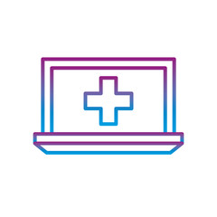 laptop with cross gradient line style icon vector design