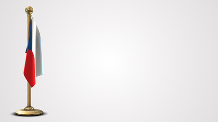 Czech Republic realistic 3D flag illustration on golden flagpole.