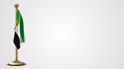 Extremadura realistic 3D flag illustration on golden flagpole.