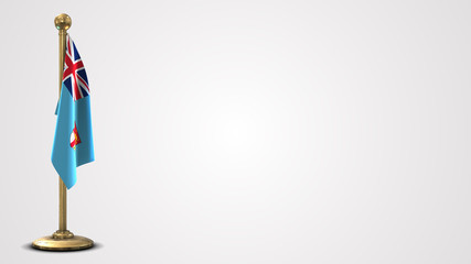 Fiji realistic 3D flag illustration on golden flagpole.