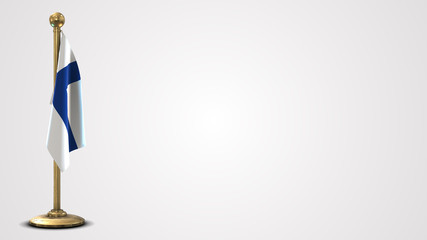 Finland realistic 3D flag illustration on golden flagpole.