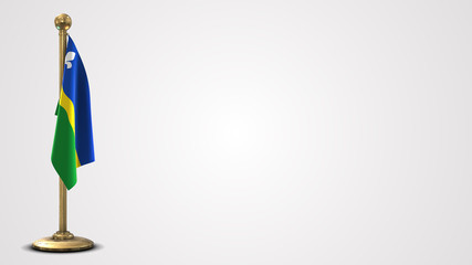 Flevoland realistic 3D flag illustration on golden flagpole.