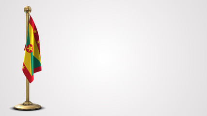 Grenada realistic 3D flag illustration on golden flagpole.