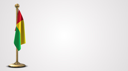 Guinea Bissau realistic 3D flag illustration on golden flagpole.