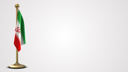 Iran realistic 3D flag illustration on golden flagpole.