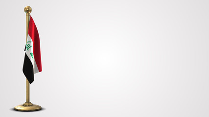 Iraq realistic 3D flag illustration on golden flagpole.