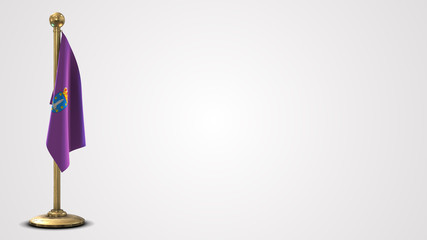 La Coruna realistic 3D flag illustration on golden flagpole.