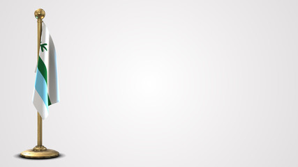 Labrador realistic 3D flag illustration on golden flagpole.