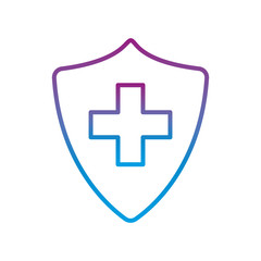 shield with cross gradient line style icon vector design