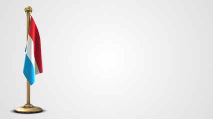 Luxembourg realistic 3D flag illustration on golden flagpole.