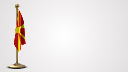 Macedonia realistic 3D flag illustration on golden flagpole.