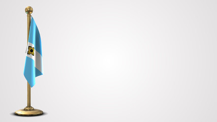 Madison Wisconsin realistic 3D flag illustration on golden flagpole.