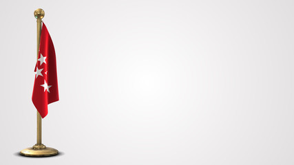 Madrid realistic 3D flag illustration on golden flagpole.