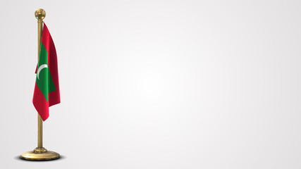 Maldives realistic 3D flag illustration on golden flagpole.