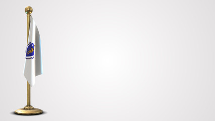 Massachusetts realistic 3D flag illustration on golden flagpole.