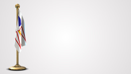 Newfoundland And Labrador realistic 3D flag illustration on golden flagpole.