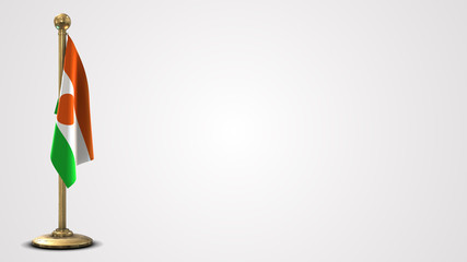 Niger realistic 3D flag illustration on golden flagpole.