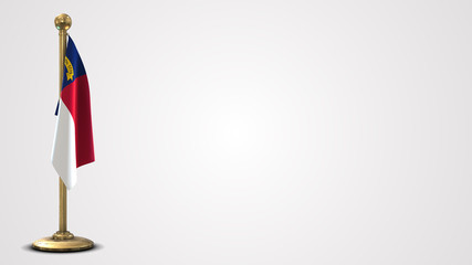 North Carolina realistic 3D flag illustration on golden flagpole.