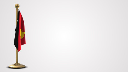 Papua New Guinea realistic 3D flag illustration on golden flagpole.