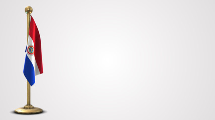 Paraguay realistic 3D flag illustration on golden flagpole.