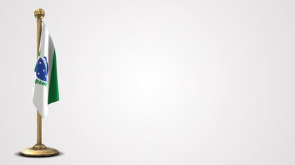 Parana realistic 3D flag illustration on golden flagpole.