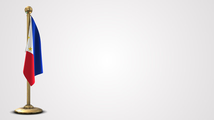 Philippines realistic 3D flag illustration on golden flagpole.