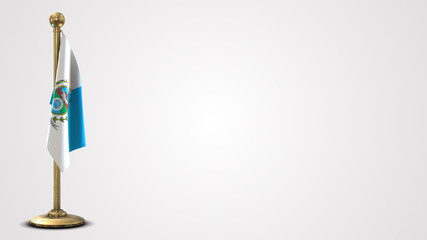 Rio De Janeiro realistic 3D flag illustration on golden flagpole.