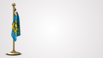 Saint-Pierre And Miquelon realistic 3D flag illustration on golden flagpole.