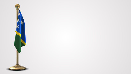 Salomon Islands realistic 3D flag illustration on golden flagpole.