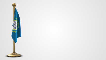 South Dakota realistic 3D flag illustration on golden flagpole.