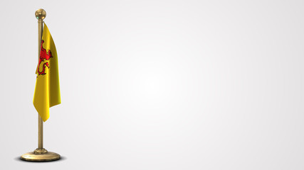 South Holland realistic 3D flag illustration on golden flagpole.