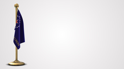 Springfield Illinois realistic 3D flag illustration on golden flagpole.