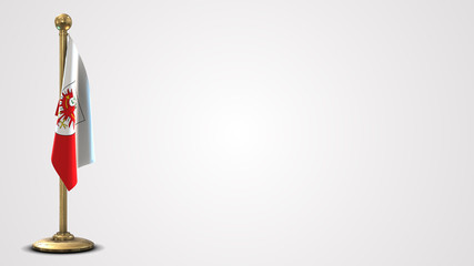 Tirol realistic 3D flag illustration on golden flagpole.