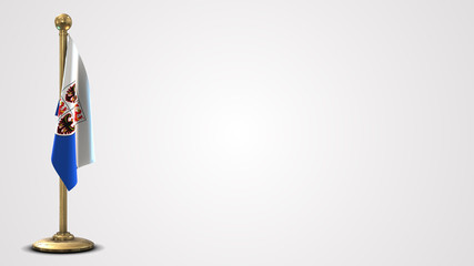 Trentino-South Tyrol realistic 3D flag illustration on golden flagpole.