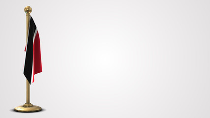 Trinidad And Tobago realistic 3D flag illustration on golden flagpole.