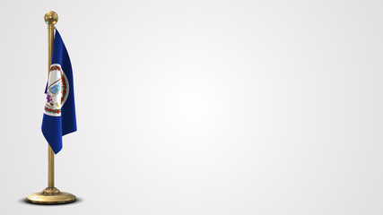 Virginia realistic 3D flag illustration on golden flagpole.