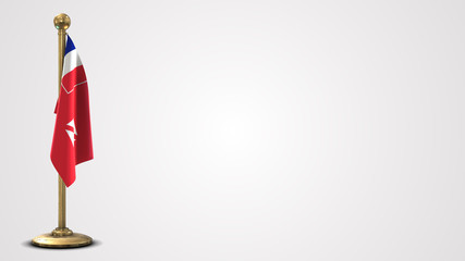 Wallis And Futuna realistic 3D flag illustration on golden flagpole.