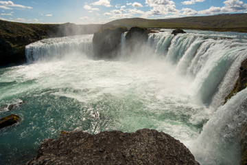 waterfall on the river in summer godafoss iceland