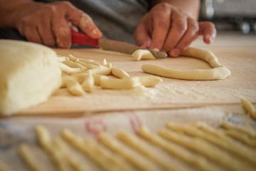 mparrettate  pasta fatta in casa in Calabria, home made food italian style