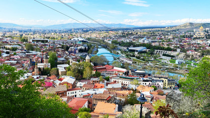 TBILISI, GEORGIA  APRIL 19, 2020:  Beautiful aerial view of the old part of city   in Tbilisi, Georgia © Victoria Key