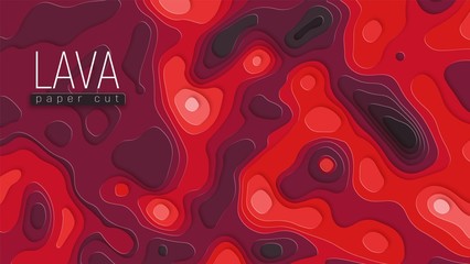 Bright hot lava paper cut abstract background.