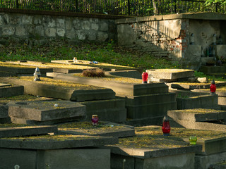Old cemetery in Podgorze. Old anonymous tombs. Cracow, Poland