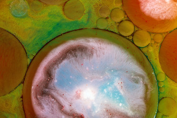 Colored circles of mixed colors. Natural background with patterns.