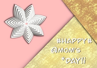 A happy Mother’s Day postcard with a white flower on a colourful background 