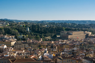 Palazzo Pitti and Boboli Gardens. Aerial view. Florence, Italy.
